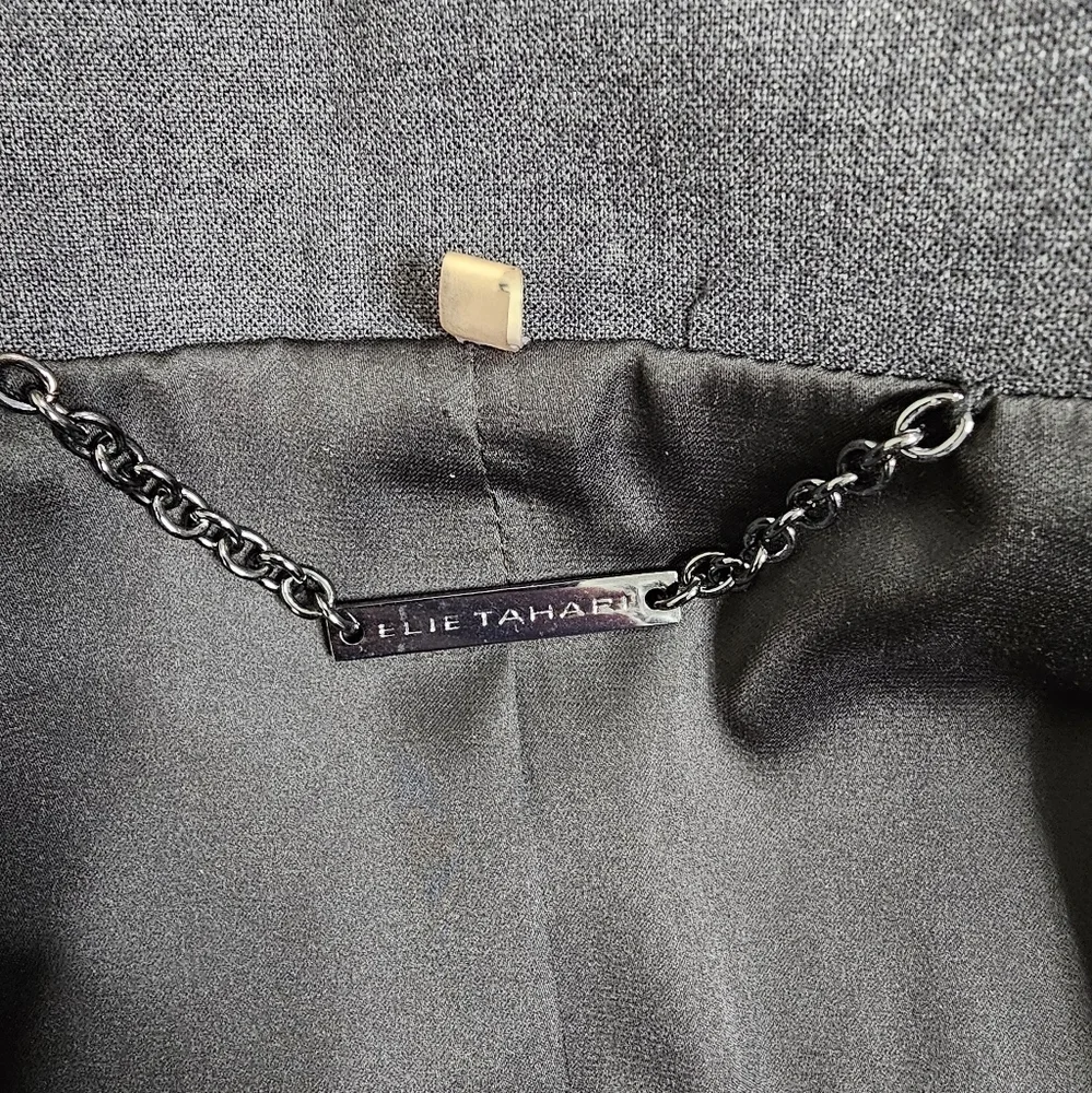 Elie Tahari snap button two-tone gray wool blazer size 8 - Picture 11 of 14